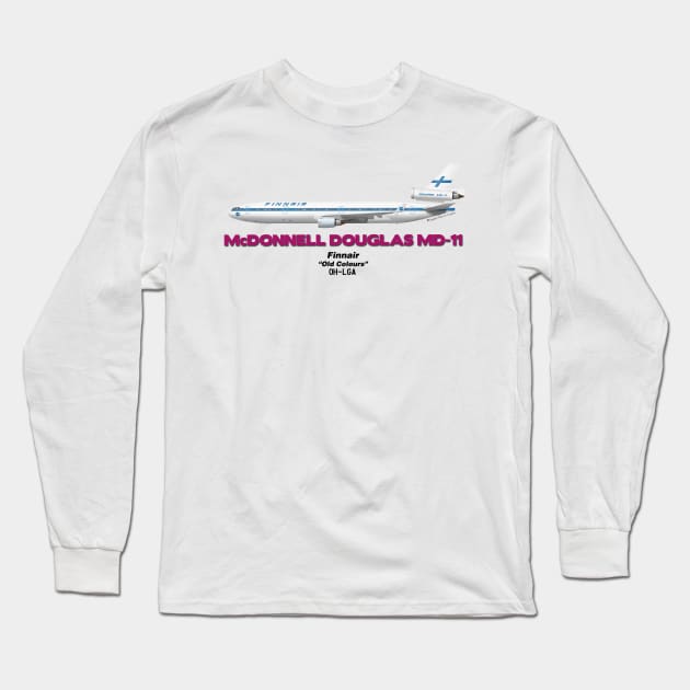 McDonnell Douglas MD-11 - Finnair "Old Colours" Long Sleeve T-Shirt by TheArtofFlying